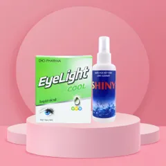 Combo chăm sóc mắt EyeLight COOL 10ml và xịt rửa kính SHINY 200ml - Dưỡng ẩm và làm sạch kính hiệu quả
