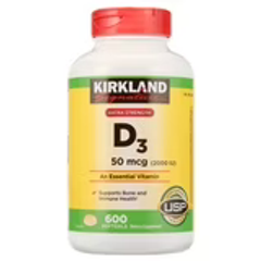 Viên Uống Vitamin D3 Kirkland Extra Strength 50mcg 2000IU - Hỗ Trợ Xương Khỏe, Tăng Cường Miễn Dịch - Lọ 600 Viên Mỹ