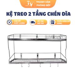 Kệ Treo 2 Tầng Chén Dĩa Inox Cao Cấp - Giải Pháp Tiết Kiệm Không Gian Bếp Thông Minh (TV1160)