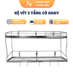 Kệ Vít 2 Tầng Có Khay - Kệ Đựng Gia Dụng Nhà Bếp Bằng Inox, Thiết Kế Tiện Dụng và Sang Trọng (TV1153)