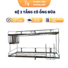 Kệ Vít Inox 2 Tầng Có Ống Đũa - Đồ Gia Dụng Nhà Bếp Tiện Ích, Thông Minh, Chất Lượng Cao (TV1159)