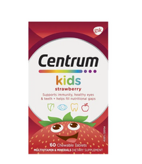 Viên Nhai Vitamin Tổng Hợp Centrum Kids Strawberry 60 Viên - Bổ Sung Dinh Dưỡng Cho Bé, Hương Dâu Ngon Miệng