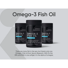 Dầu Cá Omega-3 Triple Strength Sports Research 1250mg - Thực Phẩm Bổ Sung 60 Viên Hỗ Trợ Tim Mạch, Trí Não và Thị Lực