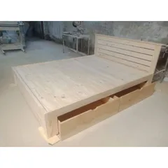 Giường Hộp Gỗ Thông Cao Cấp Có Tủ Lưu Trữ - Giường Ngủ Tự Nhiên Chất Lượng 1.6x2m, Miễn Phí Vận Chuyển HCM