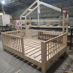 Giường cũi gỗ tự nhiên cao cấp cho trẻ em - Giường công chúa ngôi nhà miễn phí giao lắp tại HCM, kích thước 1.2x2m