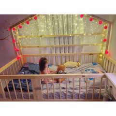 Giường cũi gỗ tự nhiên cao cấp cho trẻ em - Giường công chúa ngôi nhà miễn phí giao lắp tại HCM, kích thước 1.2x2m