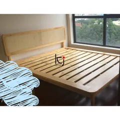 Giường Ngủ Mây Mắt Cáo Rustic Indochine - Chất Liệu Gỗ Thông Tự Nhiên, Kích Thước Đẹp, Freeship HCM
