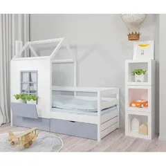 Giường Tầng Hình Ngôi Nhà Cho Bé - Giường Gỗ Tự Nhiên Cao Cấp, Kích Thước 1.2x1.9m, Thiết Kế Đẹp Mắt và An Toàn