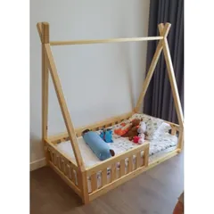 Giường Đơn Cho Bé Gỗ Thông Nhập Khẩu - Giường Tập Đi Lý Tưởng, Kích Thước 80x140cm, Không Kèm Nệm, Freeship HCM