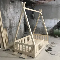 Giường Đơn Cho Bé Gỗ Thông Nhập Khẩu - Giường Tập Đi Lý Tưởng, Kích Thước 80x140cm, Không Kèm Nệm, Freeship HCM