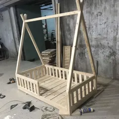 Giường Đơn Cho Bé Gỗ Thông Nhập Khẩu - Giường Tập Đi Lý Tưởng, Kích Thước 80x140cm, Không Kèm Nệm, Freeship HCM