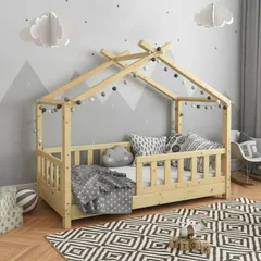 Giường cho bé hình ngôi nhà - Giường ghép công chúa gỗ thông, kích thước 80x150cm, tạo cảm giác thích thú cho trẻ em