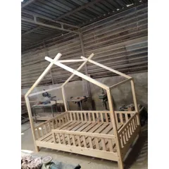 Giường cho bé hình ngôi nhà - Giường ghép công chúa gỗ thông, kích thước 80x150cm, tạo cảm giác thích thú cho trẻ em