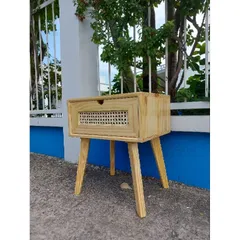 Kệ đầu giường gỗ thông mây mắt cáo - Decor phòng ngủ phong cách hiện đại, chống ẩm, dễ lắp đặt 45x35x52cm
