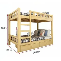 Giường 2 Tầng Gỗ Tự Nhiên Nhập Khẩu - Kích Thước 100x200cm, Bền Bỉ, Chống Ẩm, 2 Ngăn Kéo Tiện Lợi, Miễn Phí Vận Chuyển Tại SG