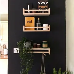 Kệ Treo Tường Chữ U Gỗ Thông 60x15x10cm - Kệ Đựng Gia Vị, Sách, Trang Trí Cho Không Gian Nhỏ Gọn, Xinh Xắn