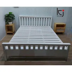 [KID086] Giường gỗ thông cao cấp sơn trắng