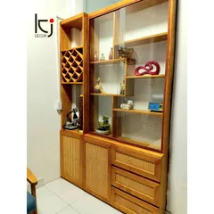 Tủ Rượu Gỗ Sồi Kiêm Vách Ngăn Phòng Khách - Chất Liệu Bền Đẹp, Miễn Phí Vận Chuyển Tại Sài Gòn