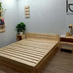 [KID078] Giường gỗ tự nhiên có ngăn kéo