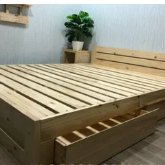 [KID078] Giường gỗ tự nhiên có ngăn kéo