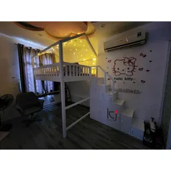 Giường Tầng Gỗ Thông Tự Nhiên Trắng - Kích Thước 1.6x2m, Cao 2.85m, Miễn Phí Vận Chuyển Lắp Đặt Tại HCM
