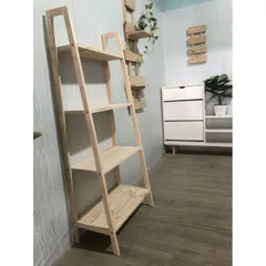 Kệ sách 4 tầng gỗ thông tự nhiên - Đẹp, bền, chống ẩm mốc - Kích thước 64x35x150cm - Thích hợp cho văn phòng và phòng khách