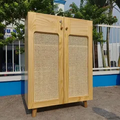 Tủ Giày Gỗ Thông Mây Tự Nhiên - Tủ Đựng Giày Cổ Điển Với Nhiều Ngăn Tiện Lợi - Kích Thước 80x35x110cm