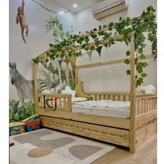 Giường Tầng Kéo Hình Ngôi Nhà Cho Bé - Gỗ Thông Nhập Khẩu, Kích Thước Lên Đến 1.2x2m - Thiết Kế An Toàn và Tiện Lợi
