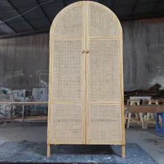 Tủ quần áo mây tre Indochine phong cách vintage - Gỗ thông tự nhiên, decor phòng ngủ, phù hợp cho homestay và không gian sống hiện đại
