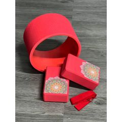 Combo vòng yoga bản to 20cm, gạch tập yoga , dây hỗ trợ tập yoga