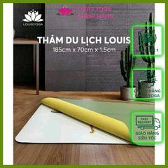 Thảm yoga du lịch louis yoga, khăn trải thảm 2 trong 1 cao cấp chống trơn trượt tặng kèm túi