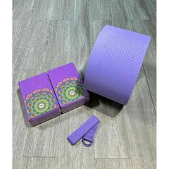 Combo Vòng Tập Yoga lớn 20cm - 2 Gạch Mandala LOUIS YOGA & 1 Dây Cotton 1m8 - Dụng Cụ Hỗ Trợ Tập Yoga Chuyên Nghiệp