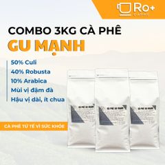Cà Phê Gu Mạnh Nguyên Chất Rang Mộc Roplus - Combo 3 KG Cafe Pha Phin Pha Máy - Vị Đắng Đậm Đà, Hương Thơm Quyến Rũ
