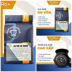 Combo Roplus Coffee 0.5kg Gu Vừa & 0.5kg Gu Mạnh kèm 1 phin nhôm Anode - Cà phê rang xay hương thơm quyến rũ, dễ pha phin và máy.
