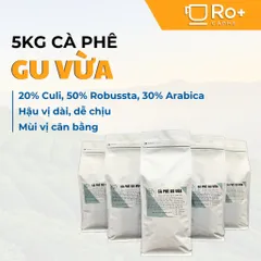 Cà phê Gu Vừa Nguyên Chất Rang Mộc [COMBO 5KG] - Hương vị Robusta, Arabica và Culi hoàn hảo cho pha phin, pha máy - Roplus Coffee