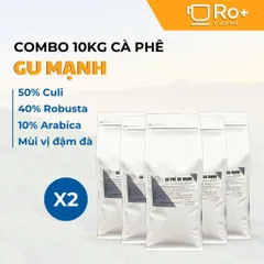 Cà Phê Gu Mạnh Nguyên Chất Rang Mộc 10 KG - Cafe Pha Phin & Pha Máy - Vị Đắng Thơm Đậm Đà, Roplus Coffee