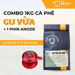 Combo 1kg Cà Phê Gu Vừa 100% Nguyên Chất + Phin Nhôm Anode - Hương Vị Đậm Đà, Tuyệt Hảo Cho Những Ly Cà Phê Truyền Thống