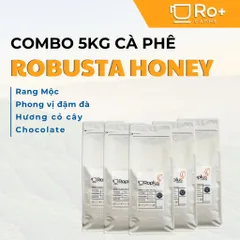 Cà phê Robusta Honey Roplus 5kg - Nguyên chất rang mộc, pha phin, máy vị đắng thanh đậm, hương chocolate, quà tặng lý tưởng