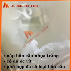 Nắp Bồn Cầu Rơi êm Tự Động - Nhựa Cao Cấp Trắng, Dễ Lắp Đặt, Phù Hợp Với Nhiều Loại Bồn Cầu Tại Nhà