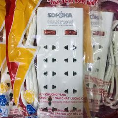 Ổ cắm điện 10 cửa SOPOKA chịu nhiệt 2200W, dây 2m/4m/6m, chống quá tải và vỡ, thiết kế hiện đại, bảo hành 2 năm