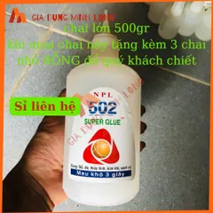 Keo 502 Chai Lớn 500ml - Keo Dán Đa Năng Siêu Dính Con Voi, Tặng Kèm 3 Lọ Chiết Dùng Để Dán Sắt, Gỗ, Giày
