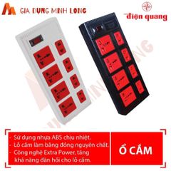 Ổ Cắm 8 Lỗ Đa Năng Điện Quang ECO ĐQ ESK 8ECO - Dây 2m/5m, Chịu Tải, Nhựa ABS, Đèn Hiển Thị Nguồn, Thích Hợp Cho Mọi Tiêu Chuẩn Phích Cắm