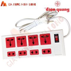 Ổ Cắm 8 Lỗ Đa Năng Điện Quang ECO ĐQ ESK 8ECO - Dây 2m/5m, Chịu Tải, Nhựa ABS, Đèn Hiển Thị Nguồn, Thích Hợp Cho Mọi Tiêu Chuẩn Phích Cắm