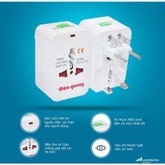 Ổ Cắm Du Lịch Điện Quang ĐQ ESK TV01 Chính Hãng - Ổ Điện Thông Minh An Toàn, Phù Hợp Nhiều Chân Cắm, Chống Quá Tải