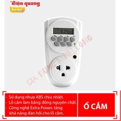 Ổ Cắm Hẹn Giờ Điện Quang ĐQ ESK MT03 WR13 - Điều Chỉnh Cơ, 1 Lỗ 3 Chấu, Trắng-Đỏ, Tiện Ích Cho Gia Đình, Bảo Hành 12 Tháng