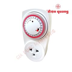 Ổ Cắm Hẹn Giờ Điện Quang ĐQ ESK MT03 WR13 - Điều Chỉnh Cơ, 1 Lỗ 3 Chấu, Trắng-Đỏ, Tiện Ích Cho Gia Đình, Bảo Hành 12 Tháng