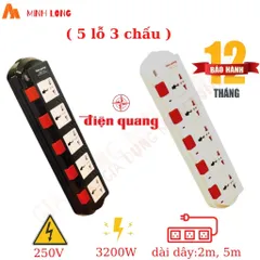 Ổ Cắm Điện Quang Đa Năng ESK SM740-750SL 4 Lỗ/5 Lỗ An Toàn, Chịu Tải 2500W/3200W, Chất Liệu ABS Cách Điện, Màu Trắng-Đen