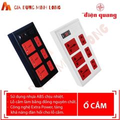 Ổ Cắm 6 Lỗ Đa Năng Điện Quang ECO ĐQ ESK 6ECO - Chịu Tải 2500W, Dây 2 Mét, An Toàn Với Tính Năng Ngắt Điện Khẩn Cấp