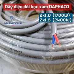 Dây Điện Đôi Bọc Xám DAPHACO 2x1.5 và 2x2.5 - Dây FA Đảm Bảo An Toàn, Chịu Nhiệt Tốt, Chất Liệu PVC Bền Bỉ