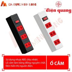 Ổ Cắm Điện Quang 3/4/6 Lỗ ECO ĐQ ESK 32-42-62 - Dây Liền 2/5 Mét, Chịu Tải 2000W, Nhựa ABS Chịu Nhiệt, Đèn Hiển Thị Nguồn